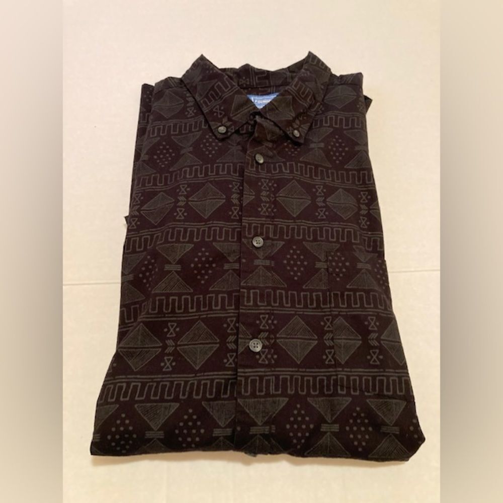 Men’s Foundry Supply Co Short Sleeve Button Down Shirt, Black & Size 2XL